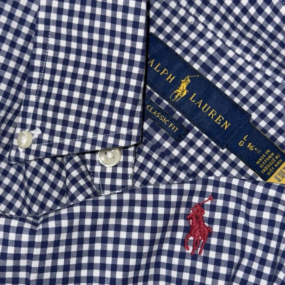 Polo Ralph Lauren Performance Long Sleeve Button Down Men's L Blue White Check